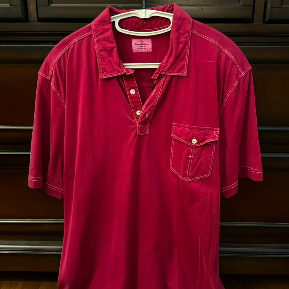 Tommy bahama men’s polo. Size is XL. Color is raspberry or wine.